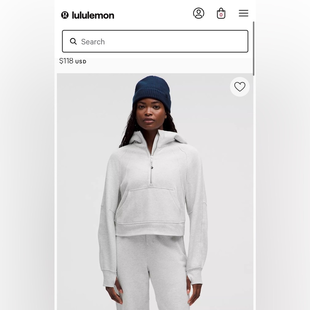LULULEMON SCUBA OVERSIZED HALF-ZIP HOODIE IN HEATHERED CORE ULTRA LIGHT GREY